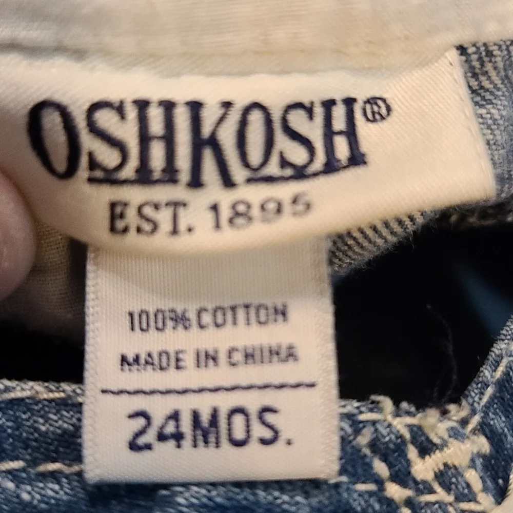 OshKosh Toddler Girl's Denim Overall Dress Pockets Size‎ 24 months EUC